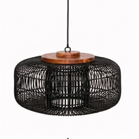 Lampe suspendue en rotin tissé noir, lanterne bohème artisanale de luxe, lampe de plafond de Noël, écologique, durable, pour la maison, l'hôtel, l'intérieur