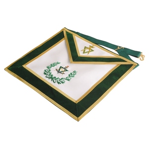 Tablier de Maître Souverain des Grades Maçonniques Alliés, en Velours Vert, Broderie à la Main, Corps Blanc, Ceinture Réglable, Régalia Premium W - Product Image 2