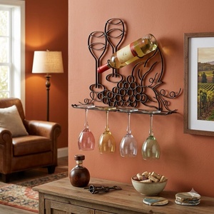 Porte-vin en fer forgé réglable au design moderne en spirale, support de table en métal personnalisé, porte-bouteilles autoportant pour 4 verres à pied - Product Image 3