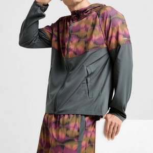 Veste de sport coupe-vent à capuche pour homme, fermeture éclair quart de tour, imprimé par sublimation, en polyester, pour l'automne - Product Image 1