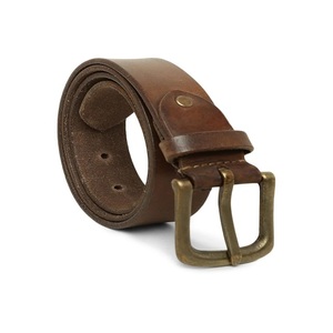 Cinturón casual hecho a mano con cuero genuino de grano completo para hombres y mujeres, con hebilla de latón de una sola punta ajustable. - Product Image 3
