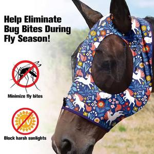 Cubrecabezas de malla y algodón de alta calidad para caballos con diseño de nariz larga, logotipo personalizado, ajuste cómodo para equitación - Venta al por mayor - Product Image 2