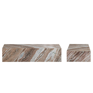 Luxury Rectangular Marble <b>Coffee</b> <b>Table</b> Featuring Polished Surface With Striking Brown & Cream Natural Veining Living Room <b>Table</b> - Product Image 6