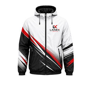 Custom White Black Red Hooded Windbreaker <b>Jacket</b> Lightweight Waterproof Running <b>Jacket</b> Sublimation Sports Training Outdoor Coat - Product Image 1