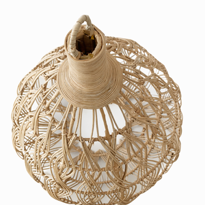 CUP LAMP DIO Handwoven Rattan Pendant Lamp Shade Natural Boho Hanging <b>Light</b> <b>Cover</b> Home Decor Eco Friendly Artisan - Product Image 2
