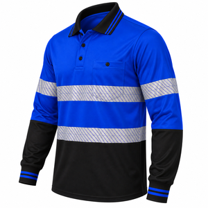 Chemise de sécurité réfléchissante personnalisée, vêtements de travail pour la construction et l'exploitation minière, polo à manches longues, couleur unie, chemise de travail réfléchissante personnalisée - Product Image 5