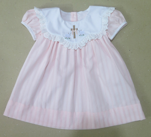 cotton dress for girls, feaPink Cotton Dress For Girls With Embroidered Cross Spring Cute Style - Product Image 1