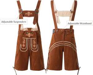 Ensemble chemise et pantalon court en cuir suédé vieilli brodé, style vintage, pour homme, inspiré des Lederhosen bavarois autrichiens allemands - Product Image 1
