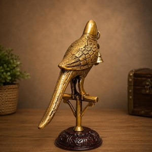 Sculpture de perroquet en laiton vintage indien SHUBHAM, figurine d'oiseau imitation antique, décoration de maison en métal, cadeau - Product Image 4
