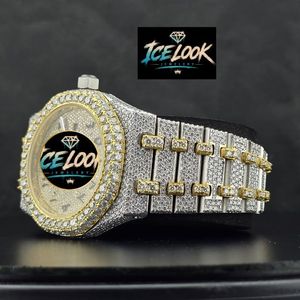 ICE LOOK JEWELERY Men's Luxury Stainless Steel <b>Watch</b> 40mm Round <b>Case</b> Sapphire Dial Analog Quartz Movement Folding Clasp - Product Image 4