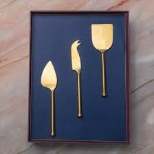 Ensemble de couteaux à fromage au design élégant en forme de feuille, ustensiles de service en métal poli miroir pour fêtes, ensemble de couteaux à fromage vintage avec manche en forme de feuille doré - Product Image 6