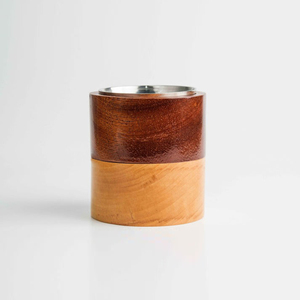 Round Shape Dual Tone Finish Wooden <b>Bakhoor</b> Burner With Silver Metal Cup Cylinder Incense Holder Arabic <b>Oud</b> Burner For Home - Product Image 3