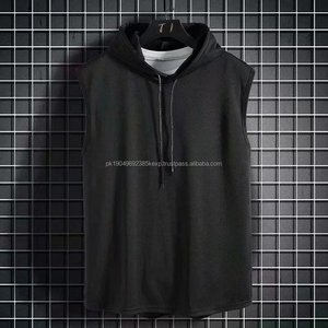 Factory Custom Men's Workout Hooded Sweatshirt <b>Vest</b> Breathable Gym Tank <b>Top</b> & Sleeveless Hoodie in XL Size Printed Pattern - Product Image 2