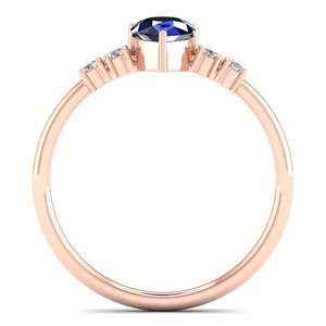 แหวนหมั้นเพชรโมอิสซาไนต์ทอง 14K ราคาส่ง REYES สำหรับผู้หญิง แหวนหรูหราทรงลูกแพร์ ประดับพลอยไพลินสีน้ำเงิน 0.75 กะรัต เครื่องประดับชั้นดี - Product Image 4