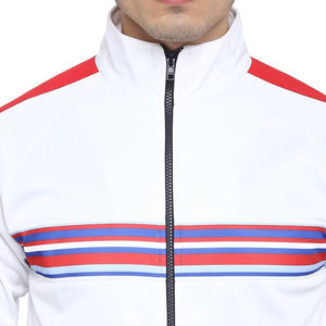 Chaqueta Deportiva Blanca para Hombre, Ecológica, con Cierre Frontal Completo, Cuello Alto, Diseño Deportivo, Transpirable, de Poliéster, para Primavera, Corte Regular - Product Image 1