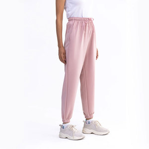 Pantalon cargo en polaire rose pour femme, taille élastique, fermeture éclair, décontracté, longueur cheville, couleur unie, hiver, coupe régulière, coton tissé - Product Image 1