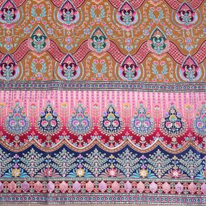 Tissu en crêpe marron ocre brodé, 54 pouces, motif floral, bordure Daman, léger, tissé, pour Kurti, Anarkali, robe de créateur, fournisseur indien - Product Image 5