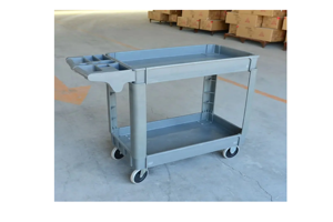 Chariot utilitaire industriel robuste en plastique à roulettes, quatre roues, plateforme à 3 niveaux, personnalisable OEM, capacité 500 LBS - Product Image 4