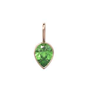 Pendentif Breloque en Or Jaune Massif 14 carats avec Peridote / Pierre de Naissance d'Août Prasiolite / Pierre Précieuse Verte 7mm / Forme Poire - Product Image 6