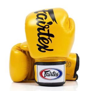 ถุงมือชกมวยไทย Fairtex ออกแบบเองได้ รุ่นมืออาชีพ สีเหลือง หนังแท้ สำหรับฝึกซ้อมคิกบ็อกซิ่ง สำหรับผู้ใหญ่ ทั้งชายและหญิง - Product Image 5