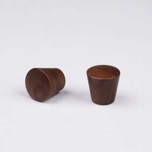 <b>Small</b> Round Solid Wood <b>Cabinet</b> Knobs, Walnut <b>Oak</b> Drawer Pulls, 22mm or 28mm Natural Crafts - Product Image 1