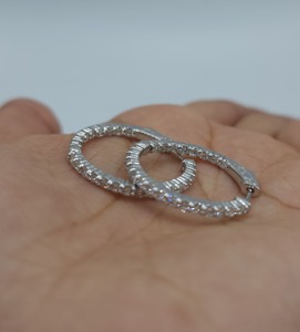 14Kt <b>Solid</b> <b>Gold</b> 1.52 Ct Lab Grown Diamond Hoop & <b>Huggie</b> Earrings Elegant Jewelry Women Party Gift - Product Image 4