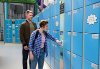 Casier intelligent de livraison de colis RFID, armoire de stockage électronique partagée, casier métallique bleu pour bureau, école, salle de sport