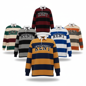 Polo de rugby personnalisé en molleton bouclette avec broderie appliquée, manches longues, 100 % coton épais 330 GSM, respirant, pour homme, sur mesure OEM - Product Image 1