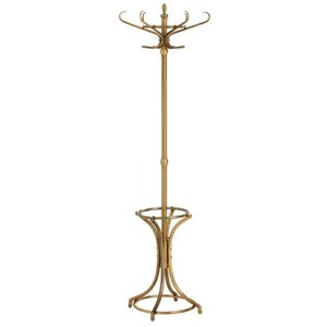 Perchero de latón con base redonda, tipo de pie, para entrada, estilo clásico, con ganchos y rieles, de un solo nivel, construcción metálica. - Product Image 3
