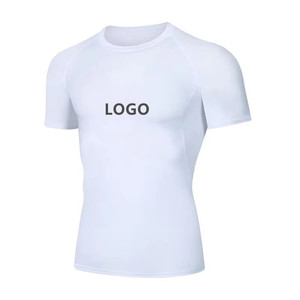 Men's Slim Fit Compression <b>T</b>-<b>Shirt</b> Short <b>Sleeve</b> O-Neck Quick Dry Solid <b>White</b> Sporty Knitted Polyester - Product Image 1