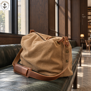 Soft <b>Waxed</b> <b>Canvas</b> Travel Duffel <b>Bag</b> with Padded Shoulder Strap | Tan Brown Weekender Luggage with Zipper Closure for Daily Trips - Product Image 4
