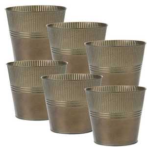 Minimalist Stainless Steel Flower <b>Pot</b> With Wooden Base Indoor Plant Planter Desktop Use Circular Design - Product Image 5