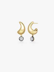 2 Cut Dangle Drop Earring Prong Set Solitaire <b>Push</b> Back Georgian Blackened Pair 14K 18K Solid Gold IGI Certified Lab Grown - Product Image 1