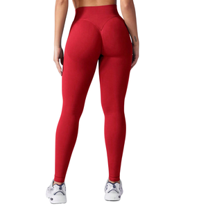 Custom Logo Mid Waist Elastic Waist Seamless Breathable Quick Dry Spandex/Polyester Gym <b>Booty</b> Lifting Workout Yoga Leggings - Product Image 2