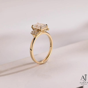 Bague de fiançailles en diamant de laboratoire taille émeraude argentée, certifiée IGI, plaquée rhodium, ajustable, bijoux de mariage pour femme - Product Image 2