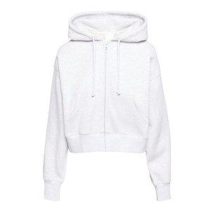 Sudadera con capucha para mujer, con logo personalizado, de felpa francesa, estilo urbano, con forro antipilling, 100% algodón, blanca, corta, con cremallera completa. - Product Image 4