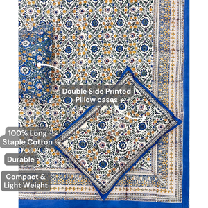 Juego de Sábanas Florales de Algodón 100% Estampadas a Mano en Jaipur, Tamaño King, Suaves para la Piel, Tintes No Tóxicos, Súper Suaves y Duraderas, Venta al Por Mayor - Product Image 3