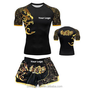 Conjunto de Uniforme de Boxeo Azul para Hombre con Ribete Amarillo, Ropa de Artes Marciales de Secado Rápido, Logotipo Personalizado Impreso en la Parte Delantera, Ropa Deportiva - Product Image 4