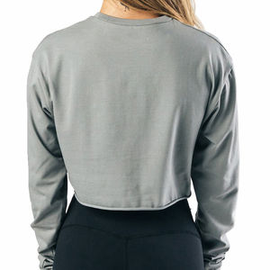 Wholesale Custom High Quality New Colors Crew Neck Slim Fit Long Sleeves Blank <b>Crop</b> <b>Tops</b> Custom Logo Vintage Women T Shirt - Product Image 2
