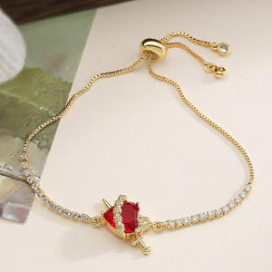 Bracelet tennis en moissanite taille cœur AMBER JEWELS, plaqué argent, unisexe, bijou romantique à breloque chrétienne, pour usage quotidien - Product Image 2