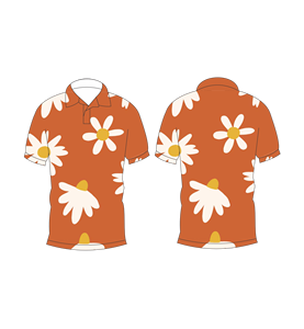 เสื้อโปโลแขนสั้นลายดอกเดซี่สีส้มสำหรับผู้ชายแฟชั่นฤดูร้อนลำลอง - Product Image 3