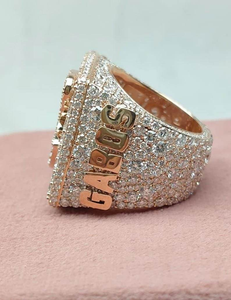 Moissanite Iced Out Square <b>Statement</b> <b>Ring</b> Pave Style Luxury Hip Hop Jewelry Rose Gold Tone Fashion <b>Ring</b> - Product Image 1