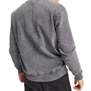 Acid Wash Vintage Full Sleeve T Shirt Men Streetwear Oversized Tee OEM Manufacturer - Product Image 2