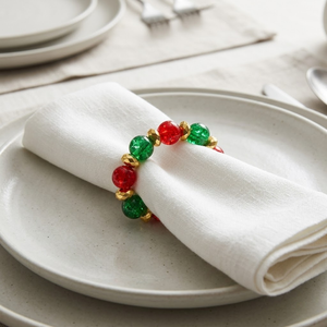 Anneaux de serviette perlés colorés, design élastique, pour mariage |   Décoration de table, accessoires de table décoratifs, ensemble de porte-serviettes festifs - Product Image 1