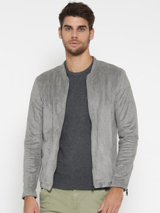 <b>Men's</b> Gray <b>Suede</b> Zipper <b>Jacket</b> Turn-down Collar Casual Autumn Wear Regular Fit Solid Color Slim Style - Product Image 6