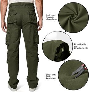 Pantalon de travail cargo vert pour homme avec plusieurs poches et ceinture incluse - Product Image 2