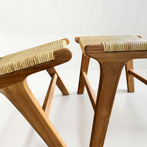 Teak Wood Living Room <b>Sofas</b> Lounge Chair Ottoman Set Handwoven Natural Rattan <b>Cane</b> Accent Chairs Single <b>Sofa</b> Couch Factory Jepar - Product Image 5