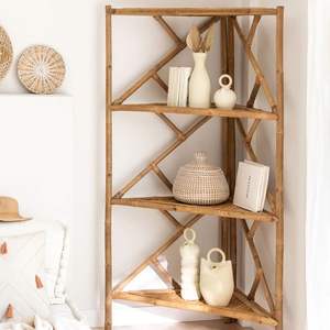 Estante de Bambú Natural, Organizador de Almacenamiento de Esquina de Múltiples Niveles para Sala de Estar, Dormitorio, Decoración del Hogar - Product Image 4