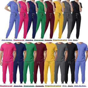 Ensemble d'uniformes médicaux pour infirmières, hauts à col rond, pantalons de jogging à cordon de serrage, tissu extensible doux, ensemble d'uniformes pour infirmières pour clinique - Product Image 6