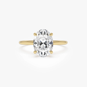 Anillo de compromiso de lujo para mujer con diamante sintético cultivado en laboratorio de 2 quilates, corte ovalado, oro amarillo, certificado IGI - Product Image 1